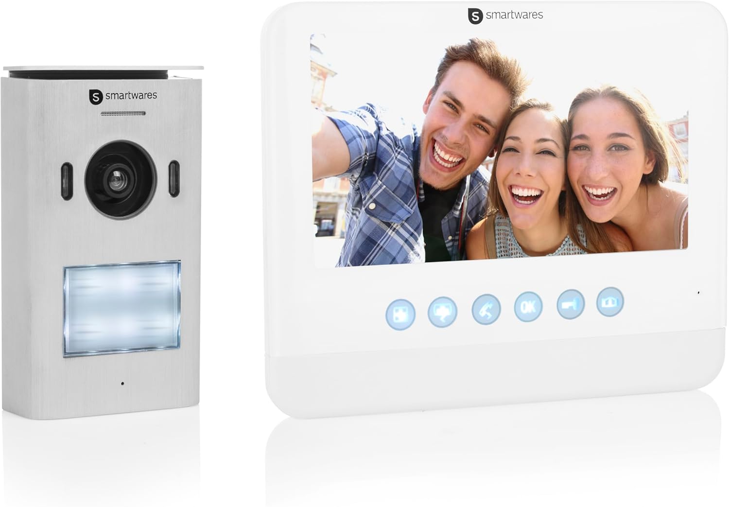 Smartwares HD Video-Türgegensprechanlage für 1 Wohneinheit, 7 Zoll (17,8 cm) Monitor mit Touchscreen-Panel/Türöffnerfunktion / 2-Draht-Technik, Silber, 1-Partei HD-Videogegensprechanlage