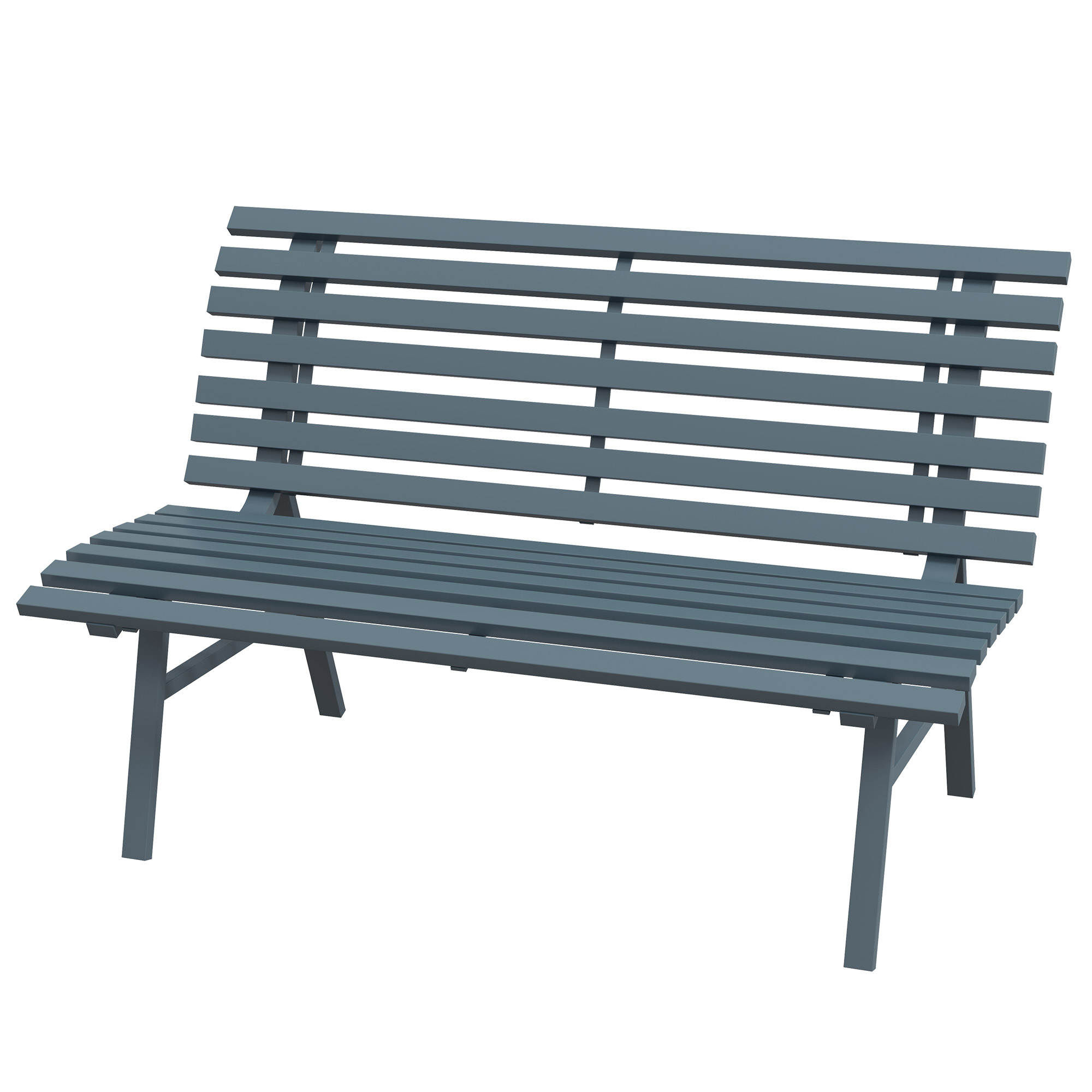 Outsunny Gartenbank Sitzbank Parkbank, Lattendesign, wetterbeständig, Aluminium, 123 x 67 x 79 cm, Blau