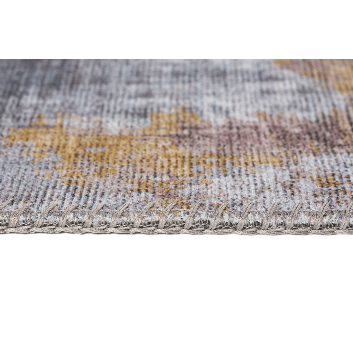 Homcom Teppich pfegeleicht Kurzflor Grau-Gelb 230 x 160 x 0,7 cm