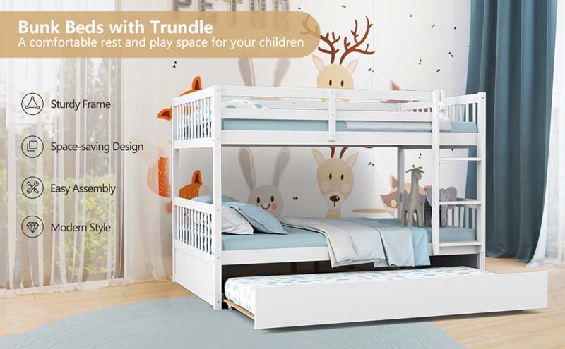Eletriclife Full over Full Bunk Bed Platform Wood Bed