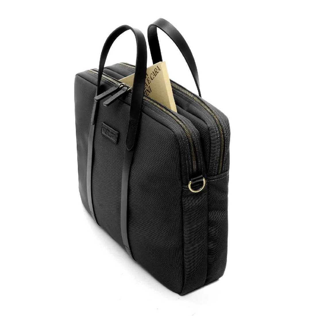 Cartella Spalding & Bros Preston in tessuto nero due zip 309253U900