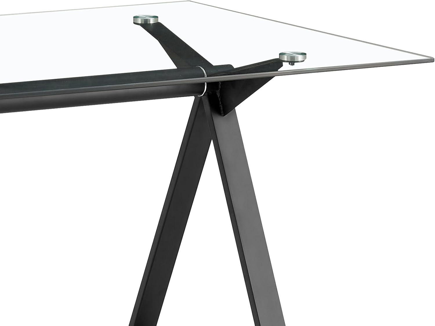Brigros WeHome - Tavolo Da Pranzo Rettangolare Smart Con Top In Vetro Temperato, Tavolo Cucina, Tavolo Salotto, Tavolo Da Cucina Con Gambe In Ferro,arredamento Casa, 150x90x75 Cm (Nero)