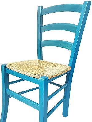 Sedia Venezia Legno Colorata Ristorante Agriturismo Cucina Casa Paglia Verde Blu Giallo Rosso