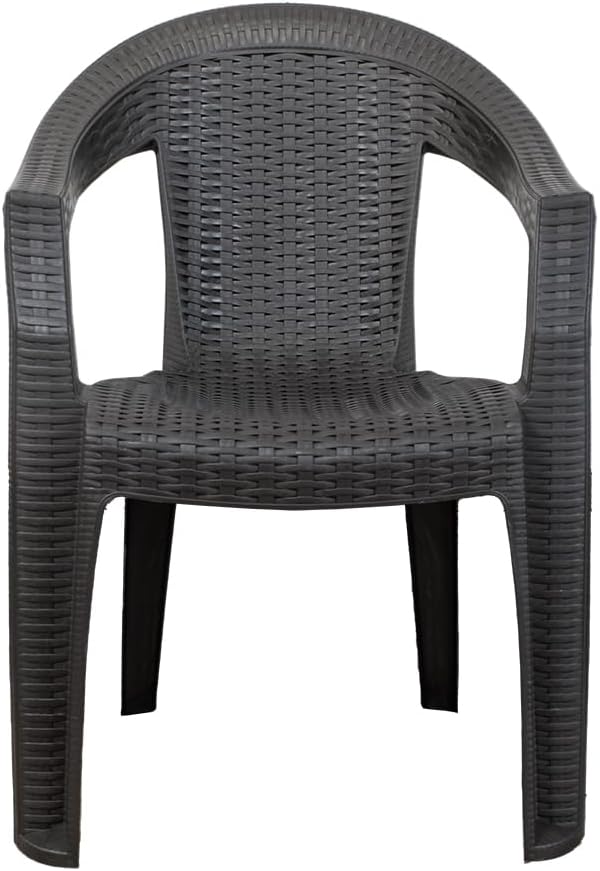 GARDENIA Set da Giardino in Polipropilene Rattan Sintetico, Tavolo 150x90 + 6 Sedie con Braccioli, Esterno e Giardino, Colore Marrone Wengè, Resistente e Facile da Pulire