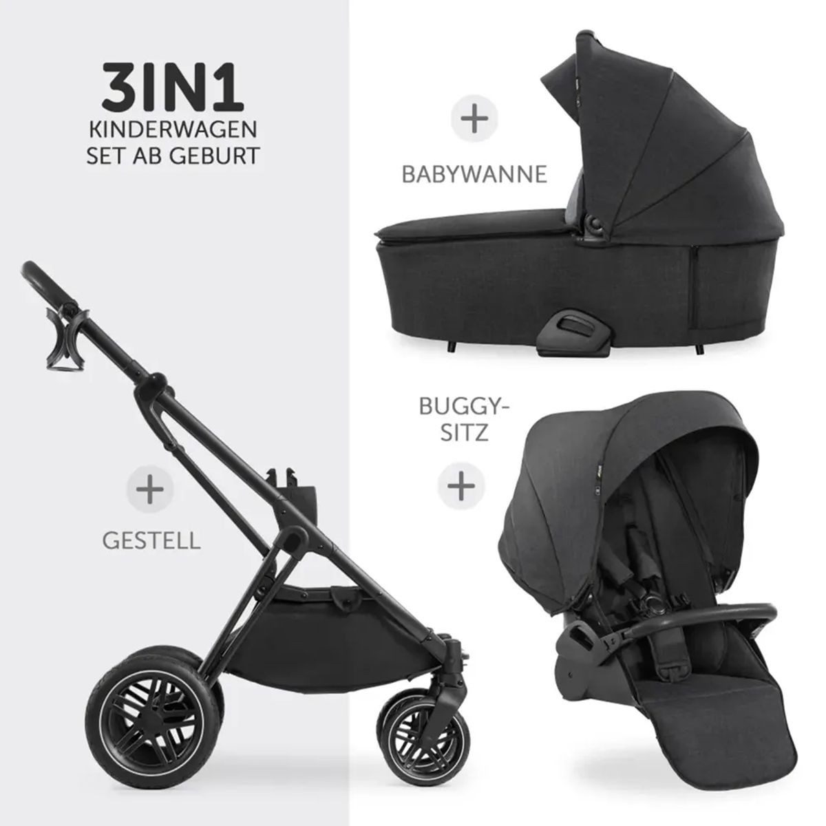 Kombi-Kinderwagen Vision X Duoset Black - Melange Black