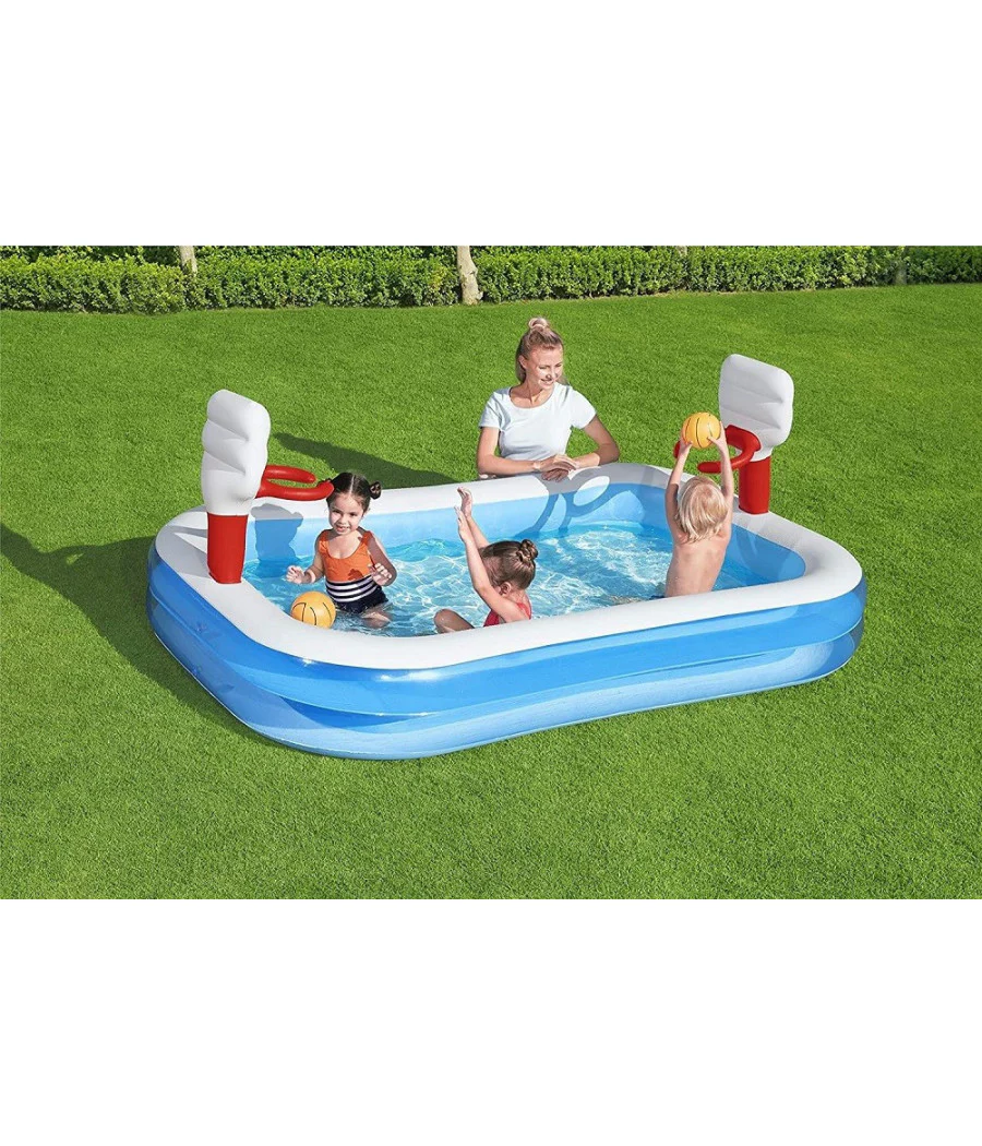 Trade Shop - Piscina Gonfiabile Per Bambini 3 Anni+ Gioco Pallacanestro Basket Giardino