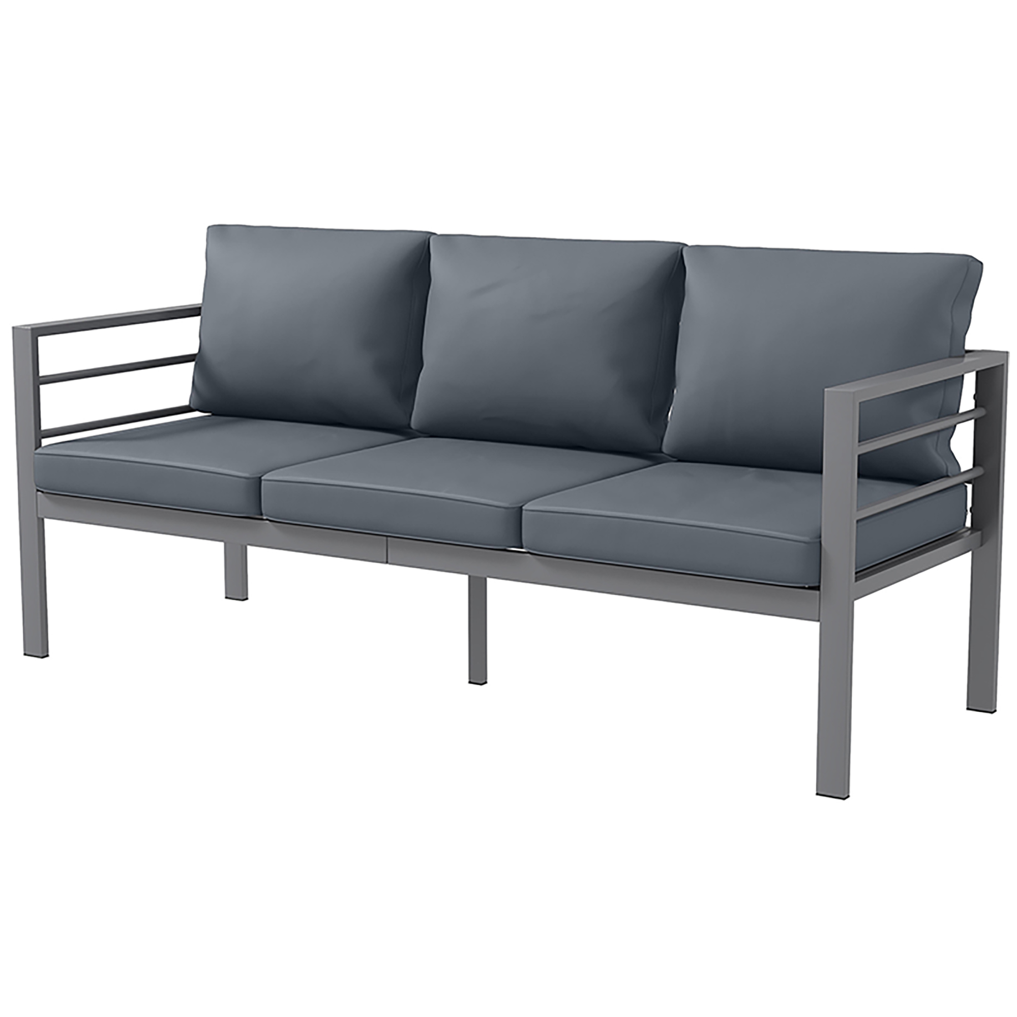 Outsunny Gartensofa 3-Sitzer mit Sitz- und Rückenkissen - Outdoor-Sofa aus Aluminium 185L x 66B x 64H cm