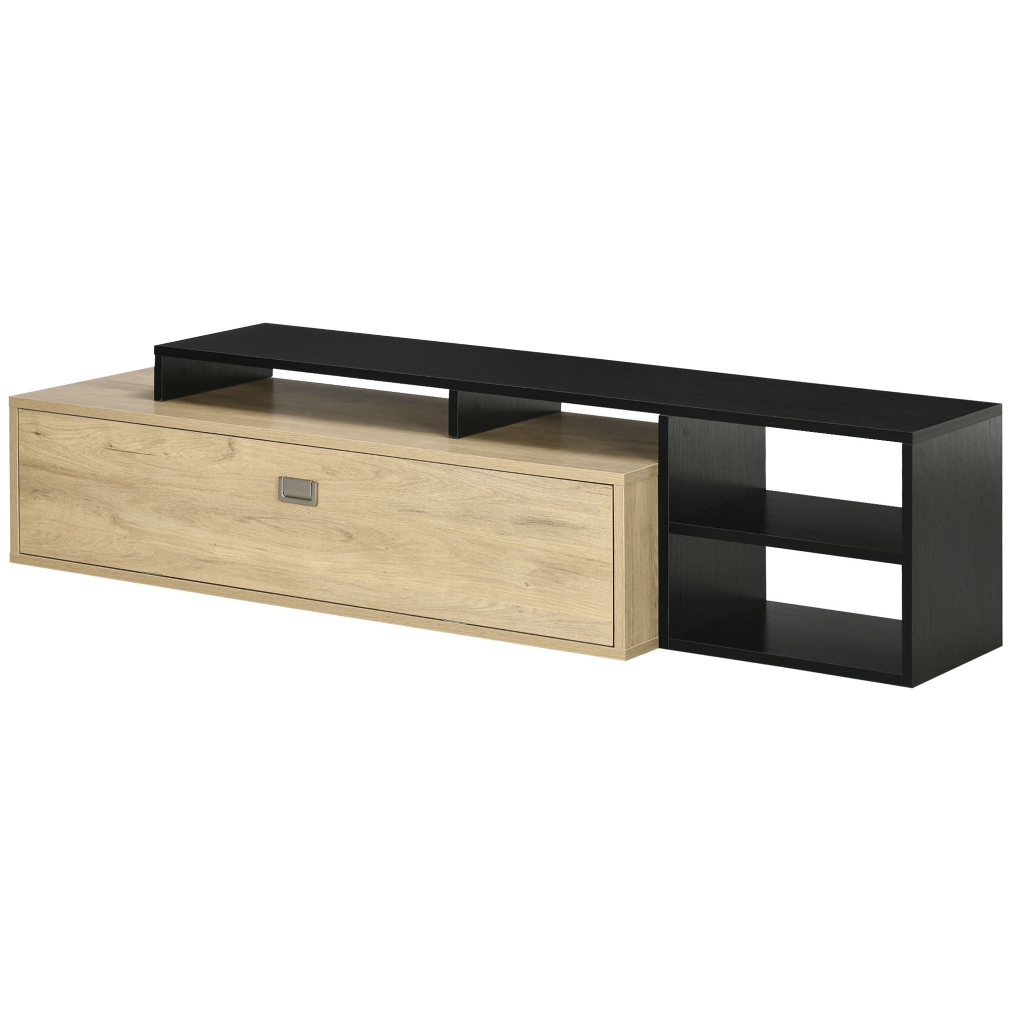 HOMCOM TV-Möbel TV-Bank bis 65 Zoll mit beweglichem Regal zeitgenössischer Stil Klapptür für Wohnzimmer Schlafzimmer