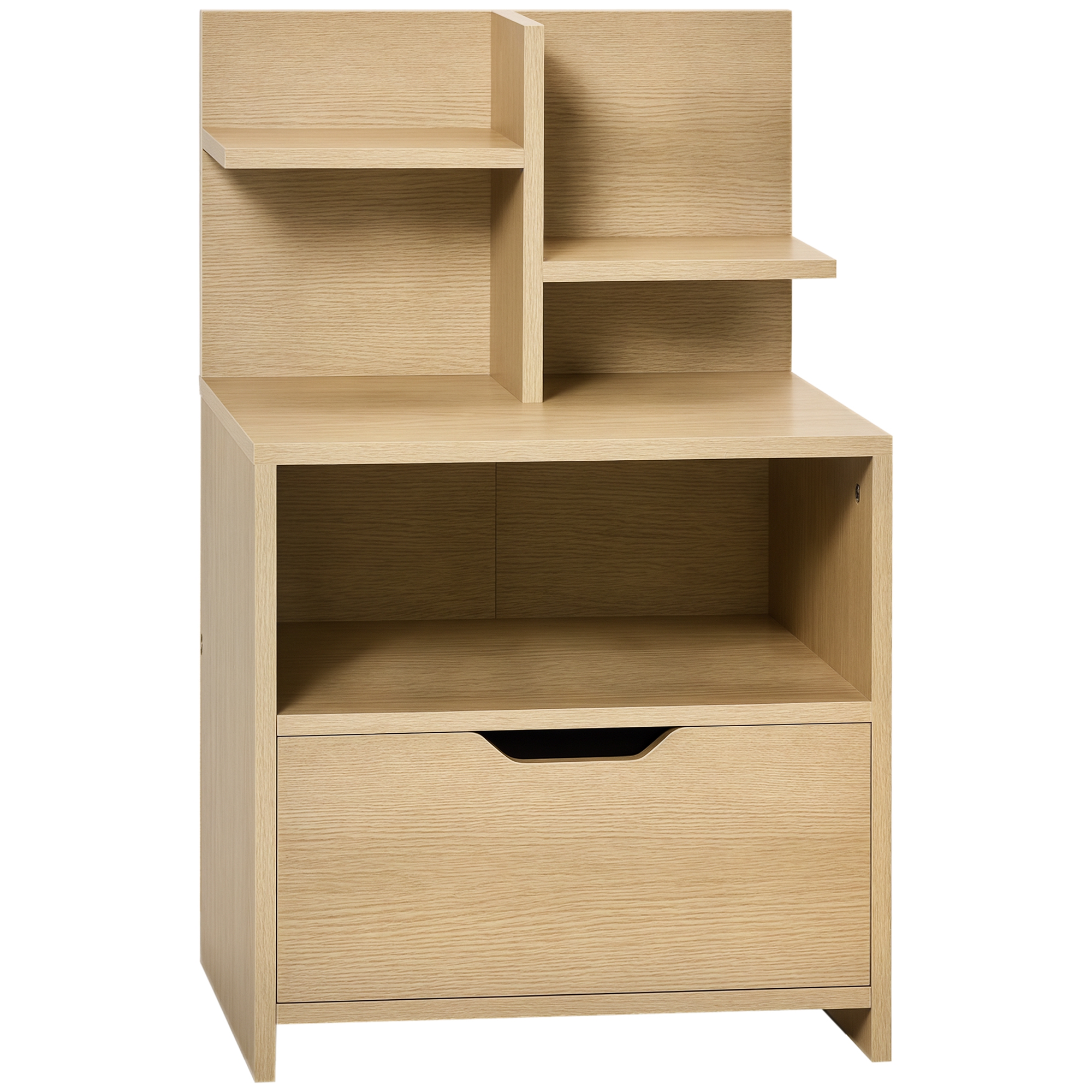 HOMCOM Nachttisch, 2 Regale, offenes Staufach, Schublade, Holzoptik, 45 x 35 x 73 cm