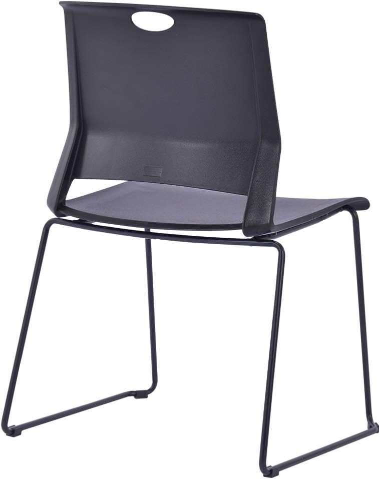Sidanli Stacking Chairs Stackable Waiting Room Chairs Conference Room Chairs-Black (Set of 4)