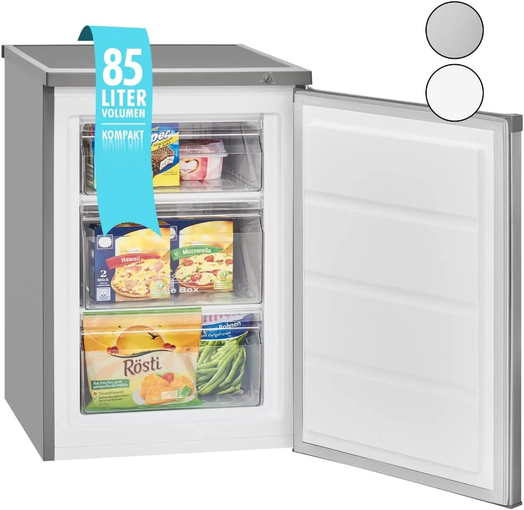 Bomann? Gefrierschrank | 85 Liter Nutzinhalt | Gefrierschrank klein mit 3 Gefrierschubladen u. Eisw��rfelschale | Mini Fridge mit stufenloser Temperaturreglung | T��ranschlag wechselbar | GS 2186.1 wei?