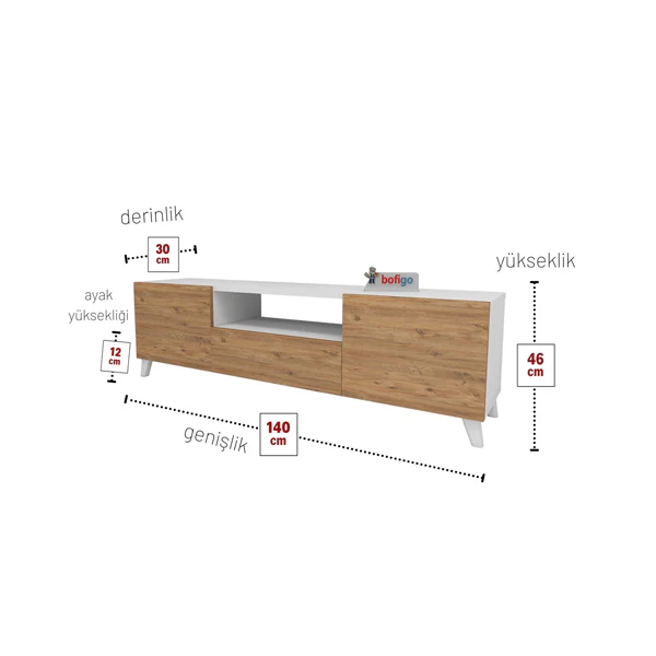 Mobile Tv Raf Bianco 140x30x46 Cm