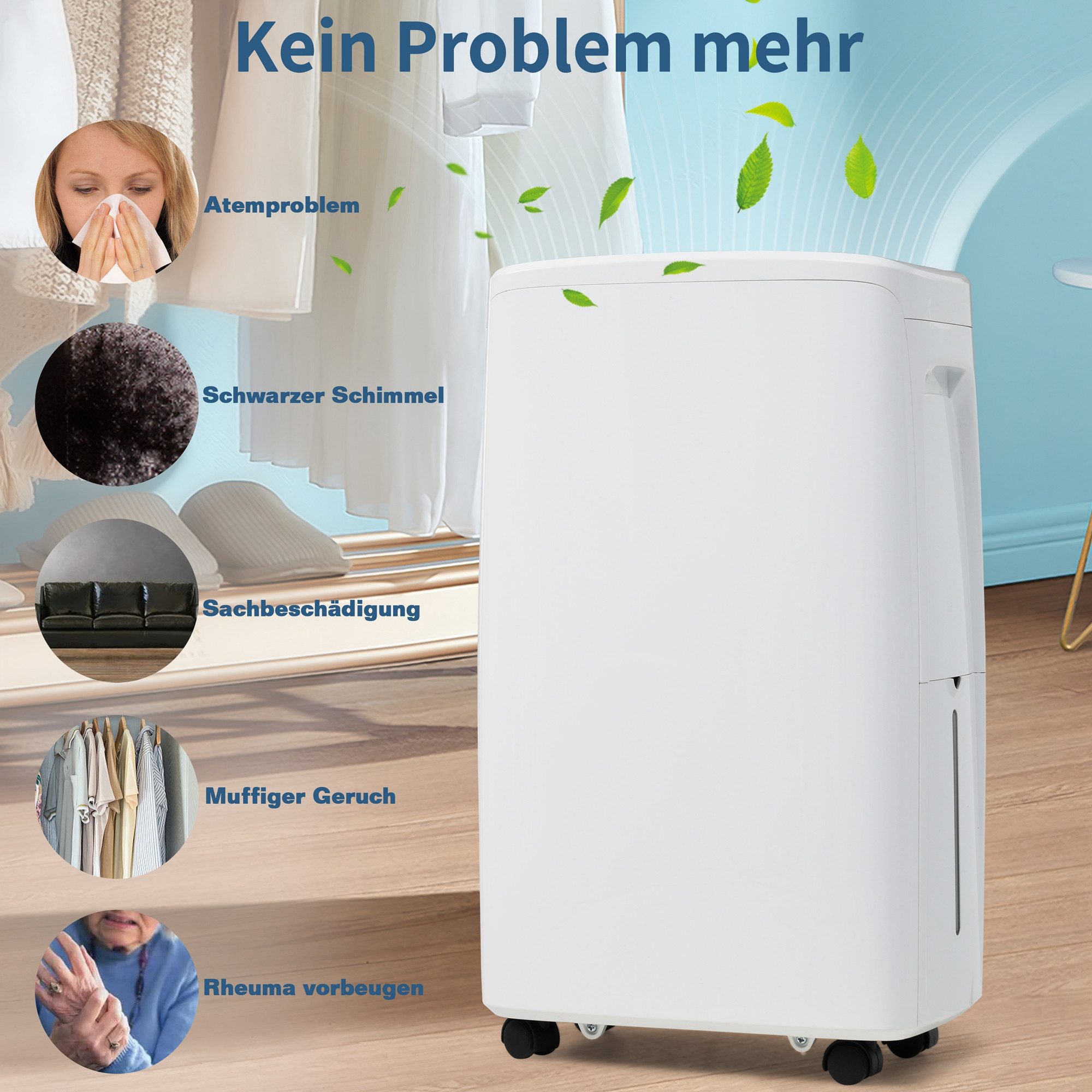 Luftentfeuchter 3 Betriebsmodi, Hohe Entfeuchtungsleistung 24 Stunden Timer