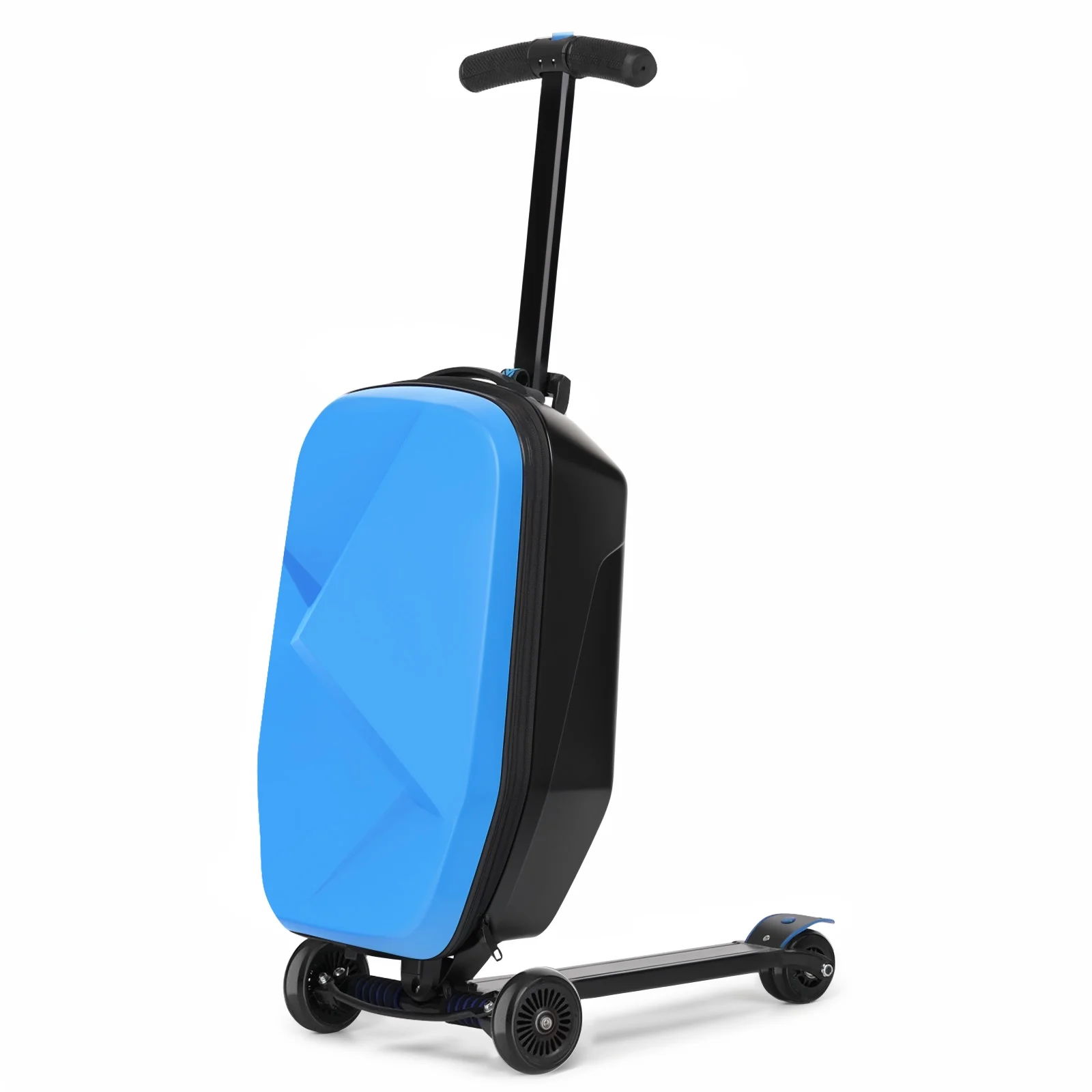 Advwin Scooter Luggage for Kids & Adults, Hardside Ride on Suitcase for Kids Ages 4-15 Multifunctional Lightweight Foldable Carry on Luggage with Wheels Ride on for Children Teenagers, Pink