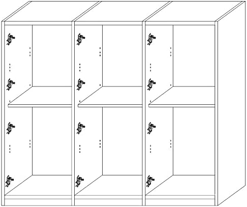 Armadio 6 ante bianco rifinito effetto legno naturale, 258x54x240 cm