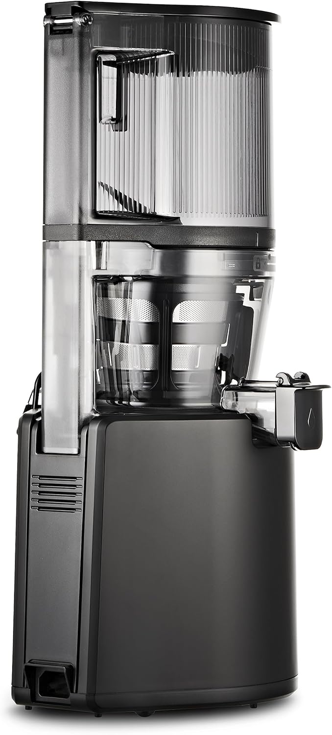 HUROM | Entsafter Gemüse und Obst | Slow Juicer | H320N | Elektrische Kaltpresse | Ruhiger Motor | Leicht zu Reinigen | mit groem Behlter und Siebfilter 2L | 200 Watt | BPA Frei | Schwarz
