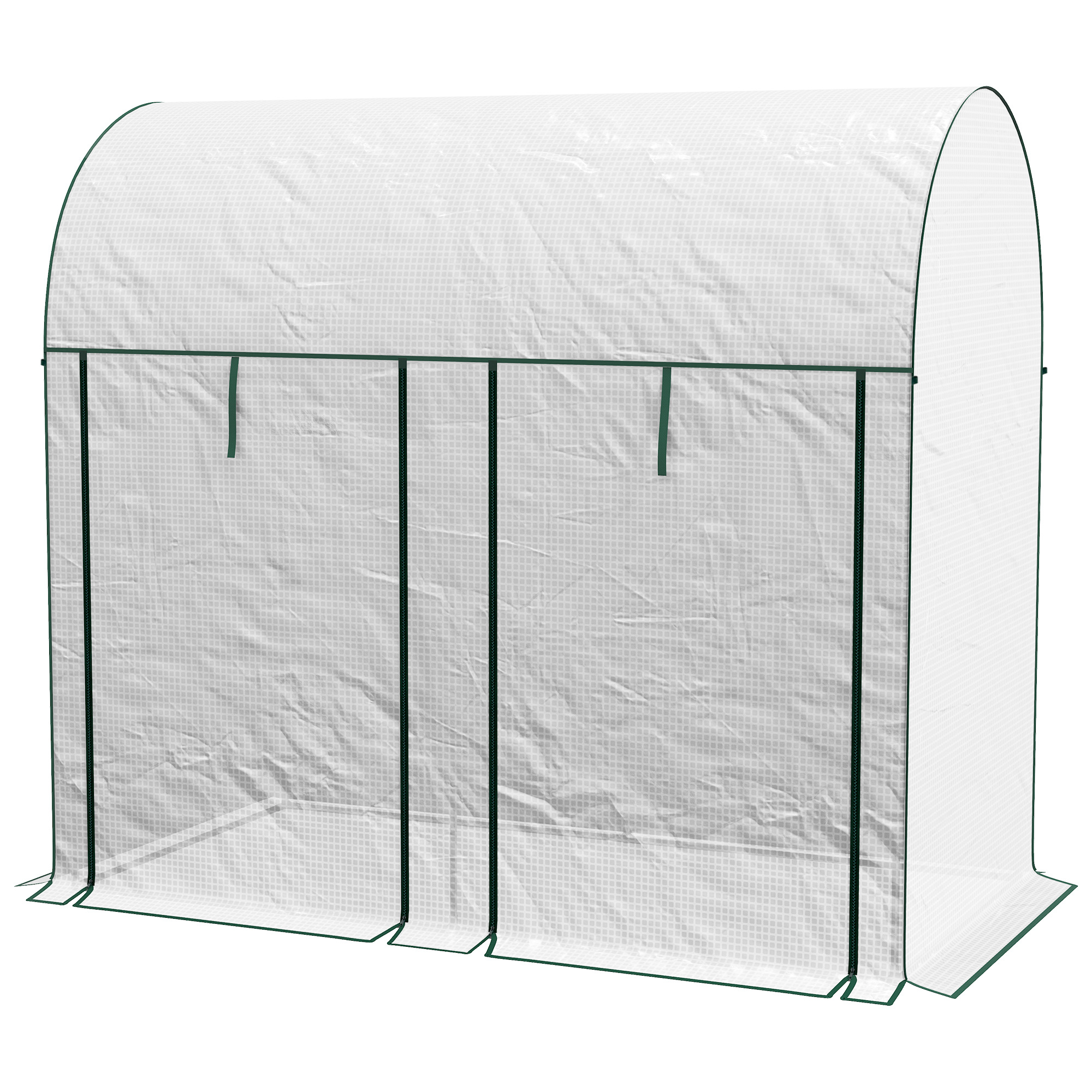 Outsunny Gartengewächshaus 2 m² Abmessungen 2L x 1B x 1,78H m 2 Rolltüren mit Reißverschluss Stahl PE hohe Dichte 140 g/m² UV-beständig weiß