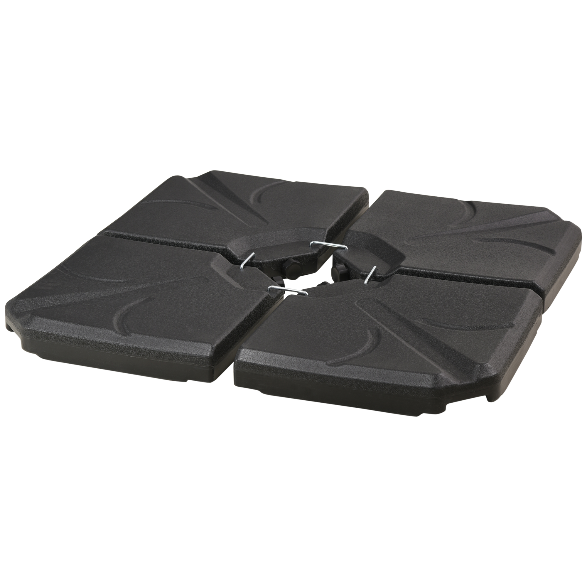 Outsunny Basisgewichte für Sonnenschirmständer, mit Wasser und Sand befüllbar, Kunststoff, 103L x 103B x 8,3H cm, Schwarz