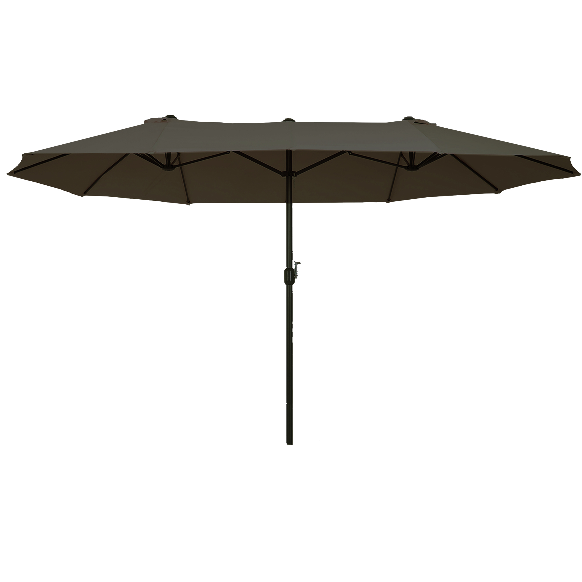 Outsunny Doppelsonnenschirm 455 x 265 cm, UV Schutz Sonnenschirm mit Handkurbel, Balkonschirm Strandschirm windfest Kurbelschirm Sonnenschutz für Strand Balkon Garten, Grau