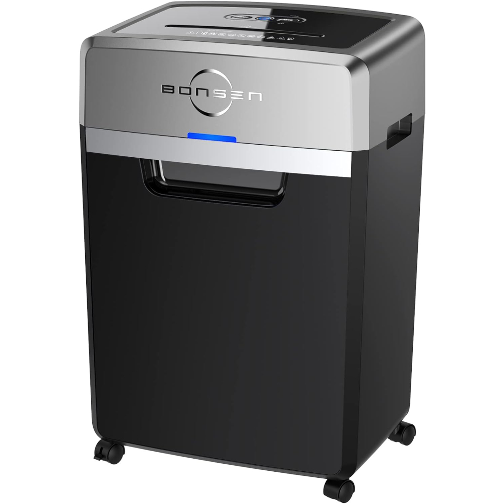 BONSEN 24-Sheet Cross-Cut Paper Shredder, 40 Min, P-4, 9 Gal