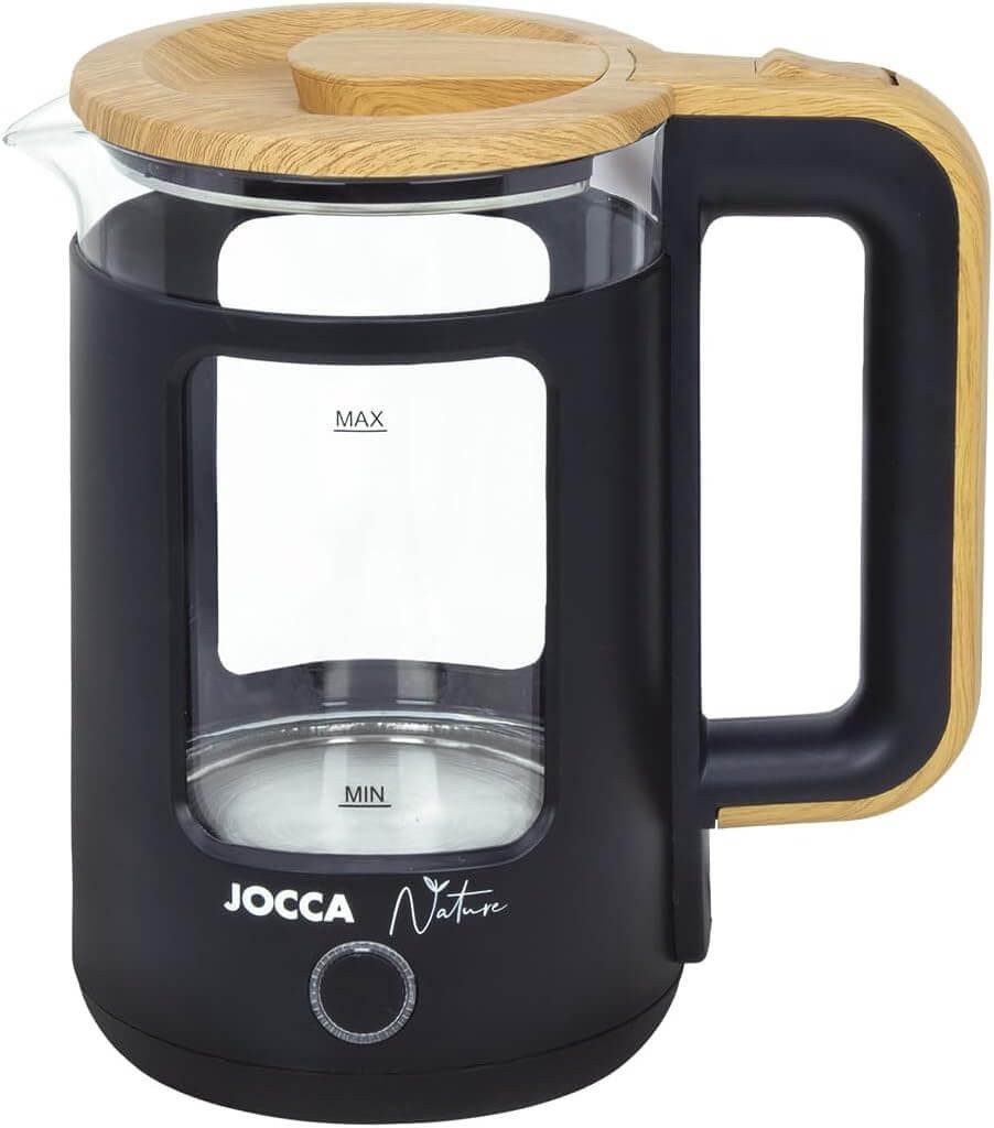 Wasserkocher JOCCA Elektrischer Wasserkocher 1,8L, Nature-Line Schwarz, 360° Basis