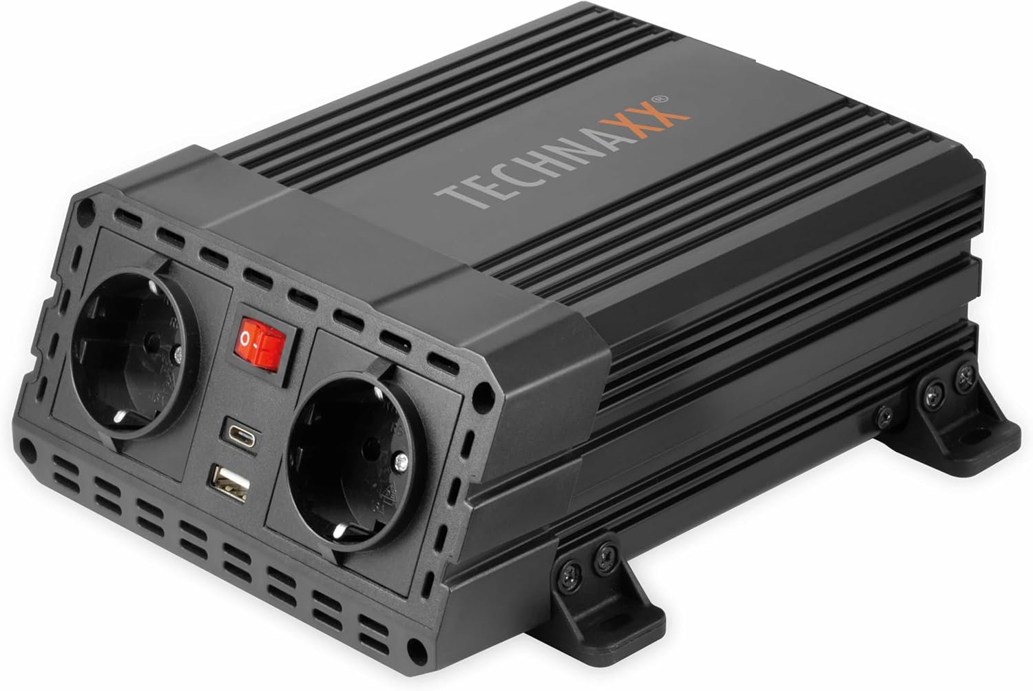 Inverter per auto Technaxx con display LC da 12V a 230V - inverter per auto con 2x presa Schuko e 2x porta USB - potenza 1200W / 2400W (picco) - convertitore di tensione TE16