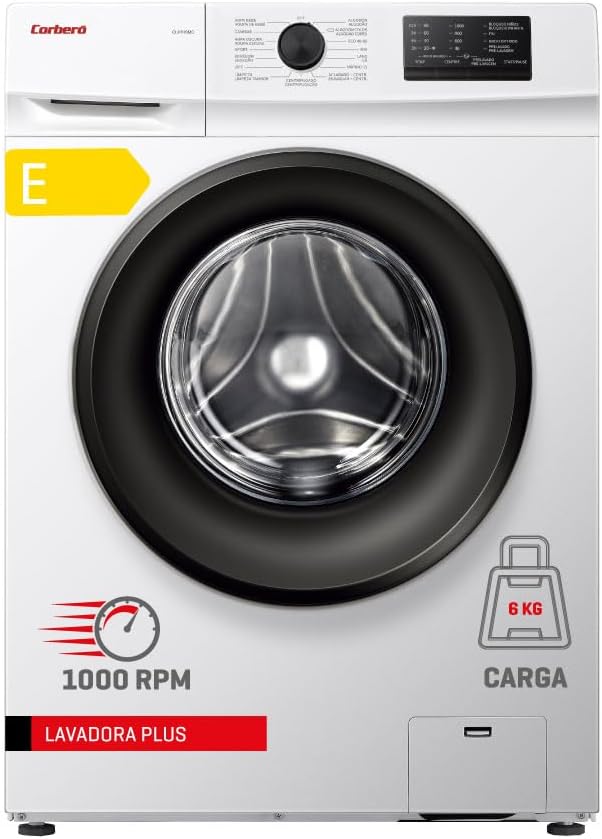 Corberó - Lavadora Carga Frontal | CLH610MC | 6 Kg | 1000 Rpm | 15 Programas | Inicio Diferido | Lavado Rápido | Blanco