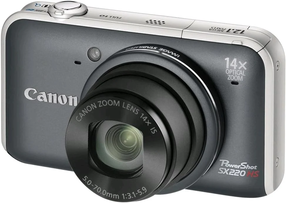 Canon PowerShot SX220 HS Digitalkamera (12 MP, 14-fach opt. Zoom, 7,6cm (3 Zoll) Display, Full HD, bildstabilisiert) grau
