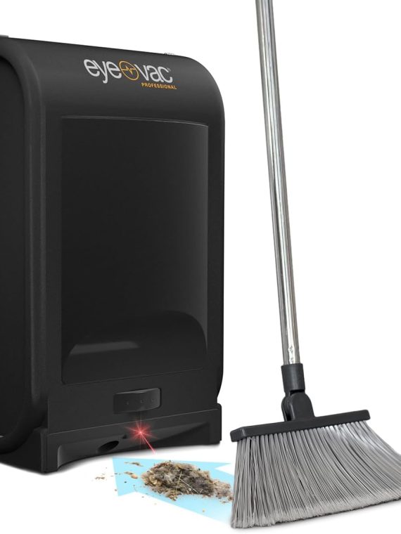 EyeVac Pro 2025 Aspirapolvere automatico Touchless con paletta – Ultra veloce e potente – Ideale per spazzare, peli di animali, cibo, sporco, cucina, aspirapolvere con cavo, senza sacco, sensori automatici, 1400 Watt (nero)