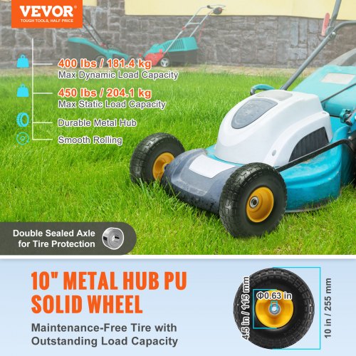 VEVOR Voll-PU-Runflat-Reifen, plattenfreier schlauchloser Reifen, 10 Zoll, 2er-Pack, 400 lbs