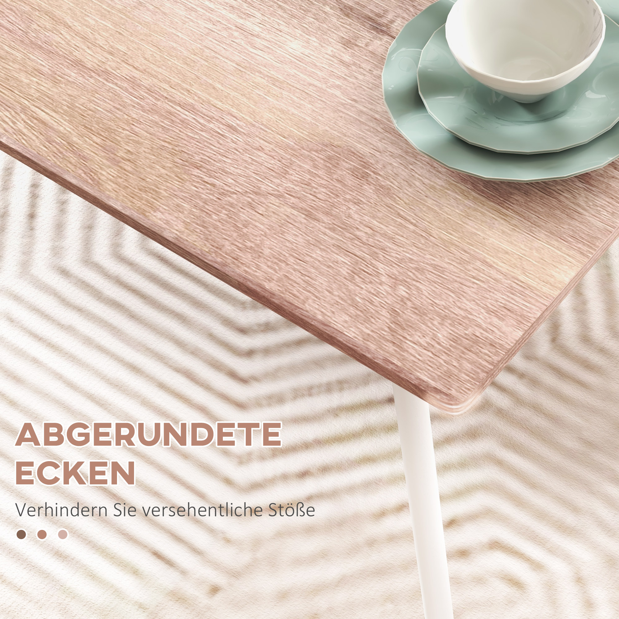 5-delige Eetgroep Eettafel met Stoelen Zitgroep, Modern Ontwerp, Natuur + Wit