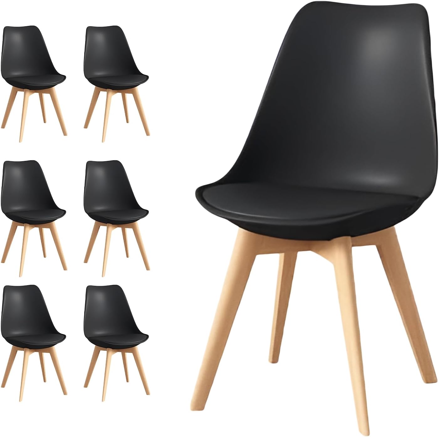 Frixovel Sedie sala da pranzo, sedia scandinava Set di 6, ideale per sala da pranzo, soggiorno, cucina, camera da letto (6, bianco, standard)