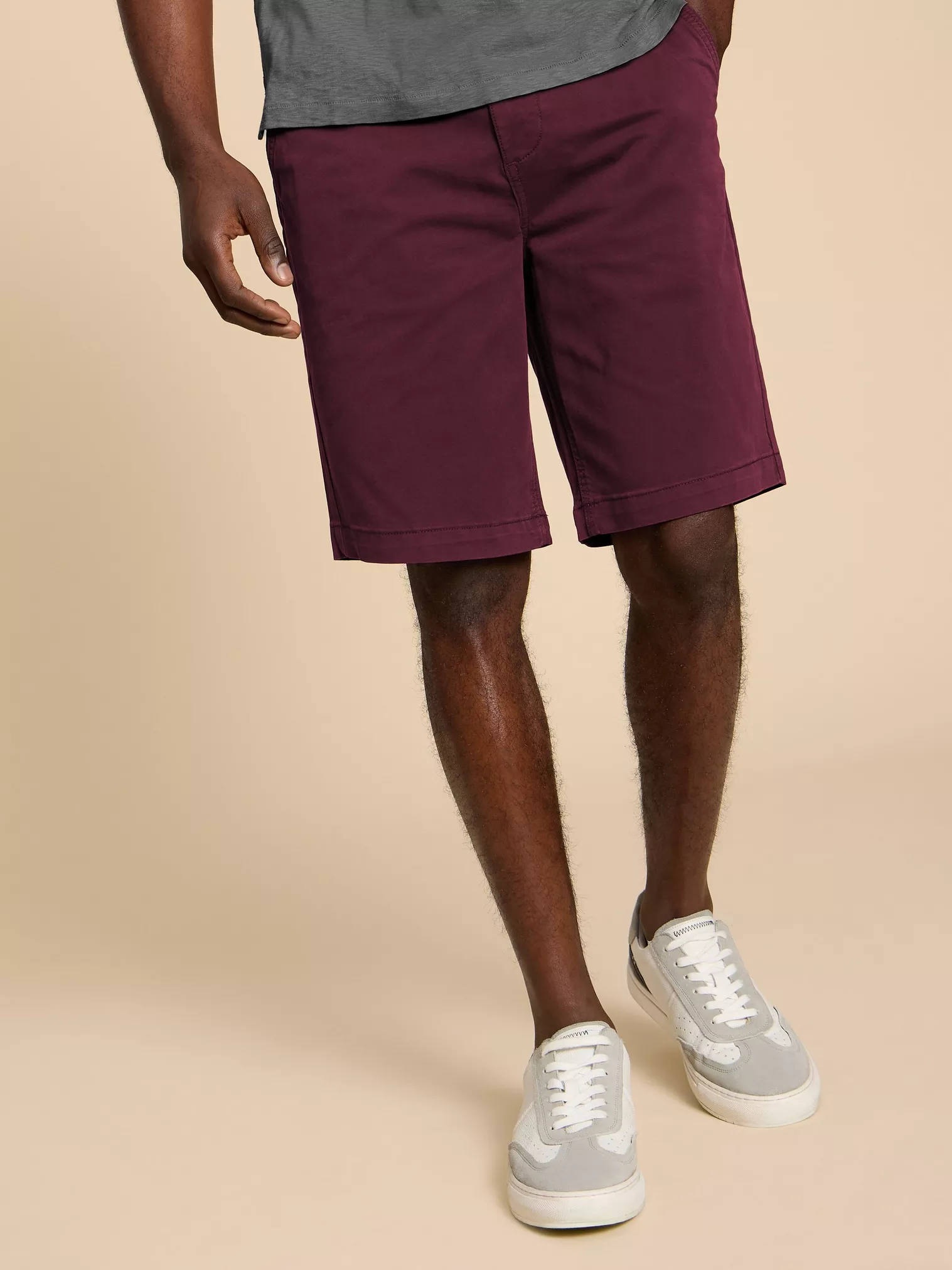 White Stuff Sutton Chino Shorts , Dark Plum