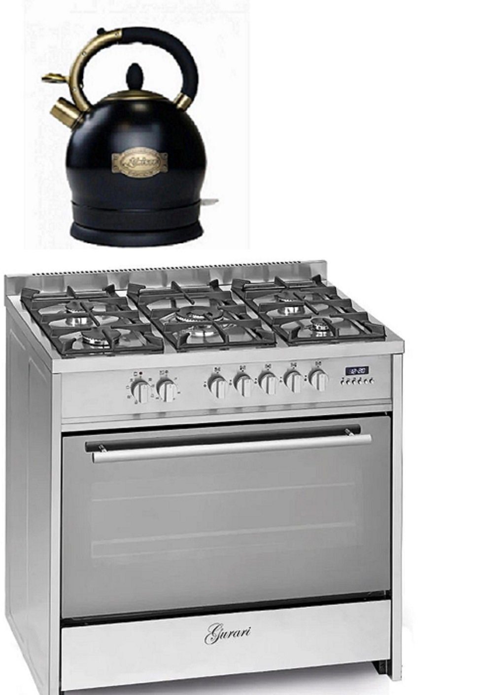 Gas-Standherd Range Cooker 90 cm, 121L mit Wasserkocher GCH E 911 X+WK2000 Em