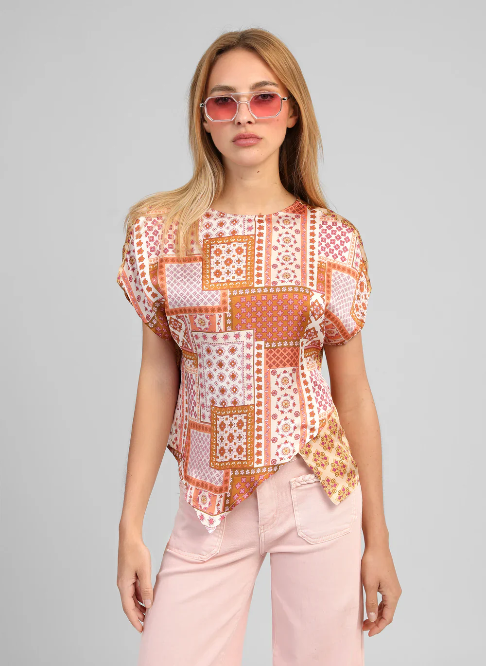 Kleor Asymmetric Satin-Effect Top in Ochre �� An'ge