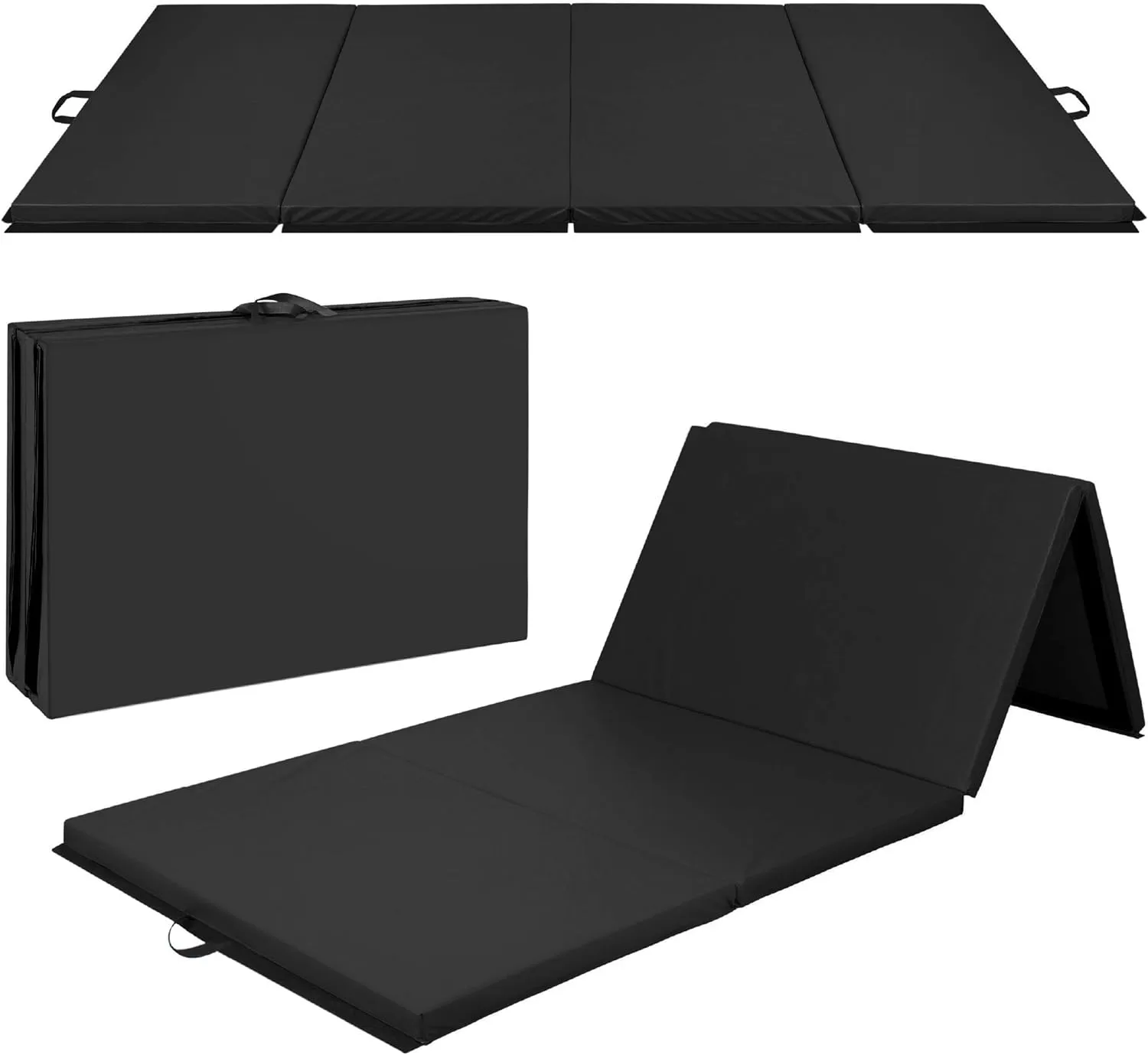 10ftx4ftx2in Folding Gym Mat 4 Panel Exercise Gymnastics Aerobics Workout Fitness Floor Mats w/Carrying Handles