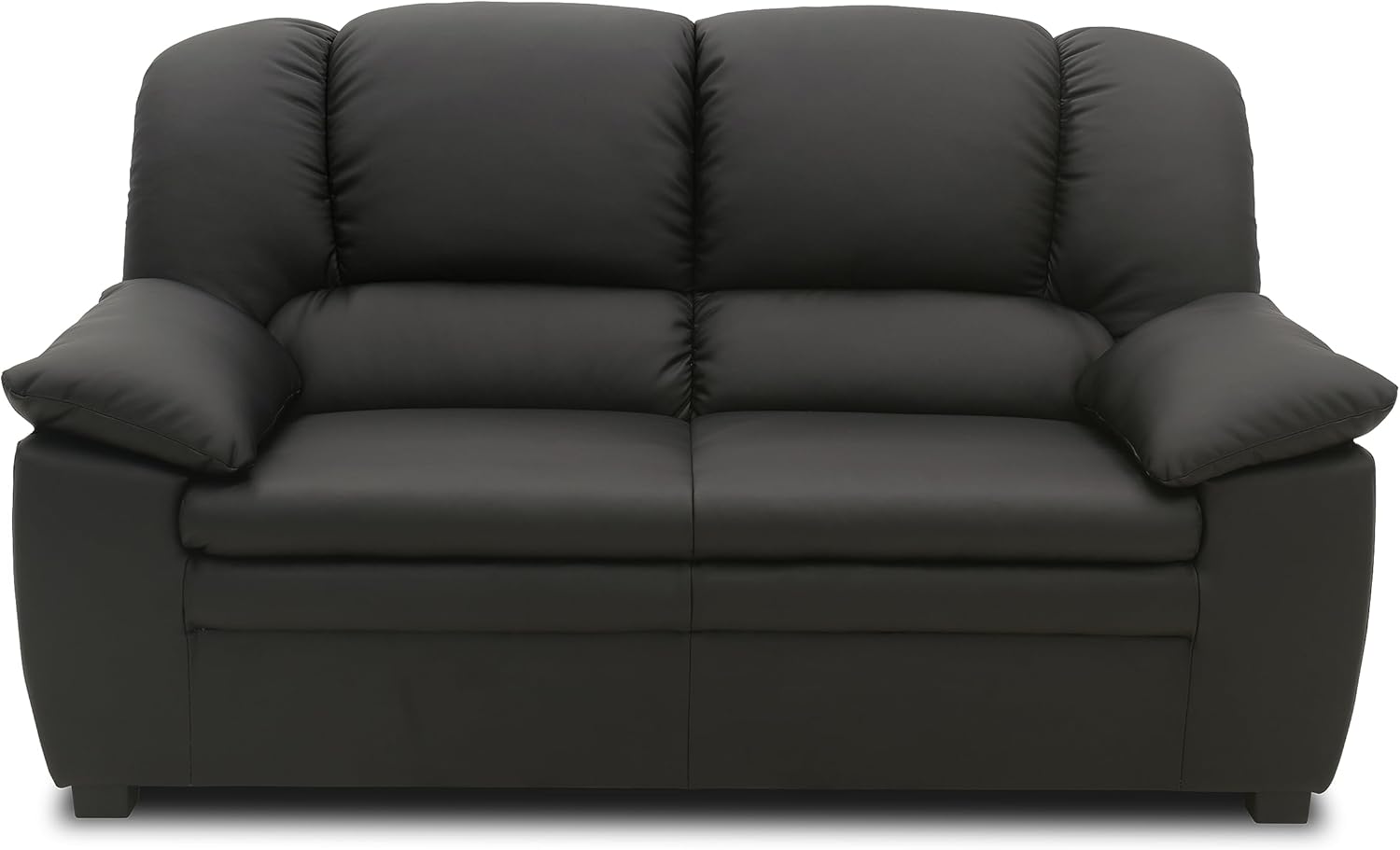 DOMO. collection Divano Ambato in pelle a 2 posti dal design classico, 2 divani in similpelle, 159 x 92 x 88 cm (larghezza x profondità x altezza), nero