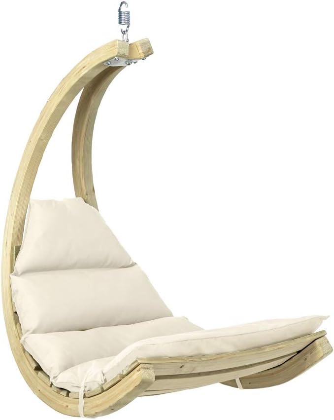 AMAZONAS Swing Chair Creme stylischer Schwebesessel mit extra Dicker Matratze aus FSC Fichtenholz bis 120 kg