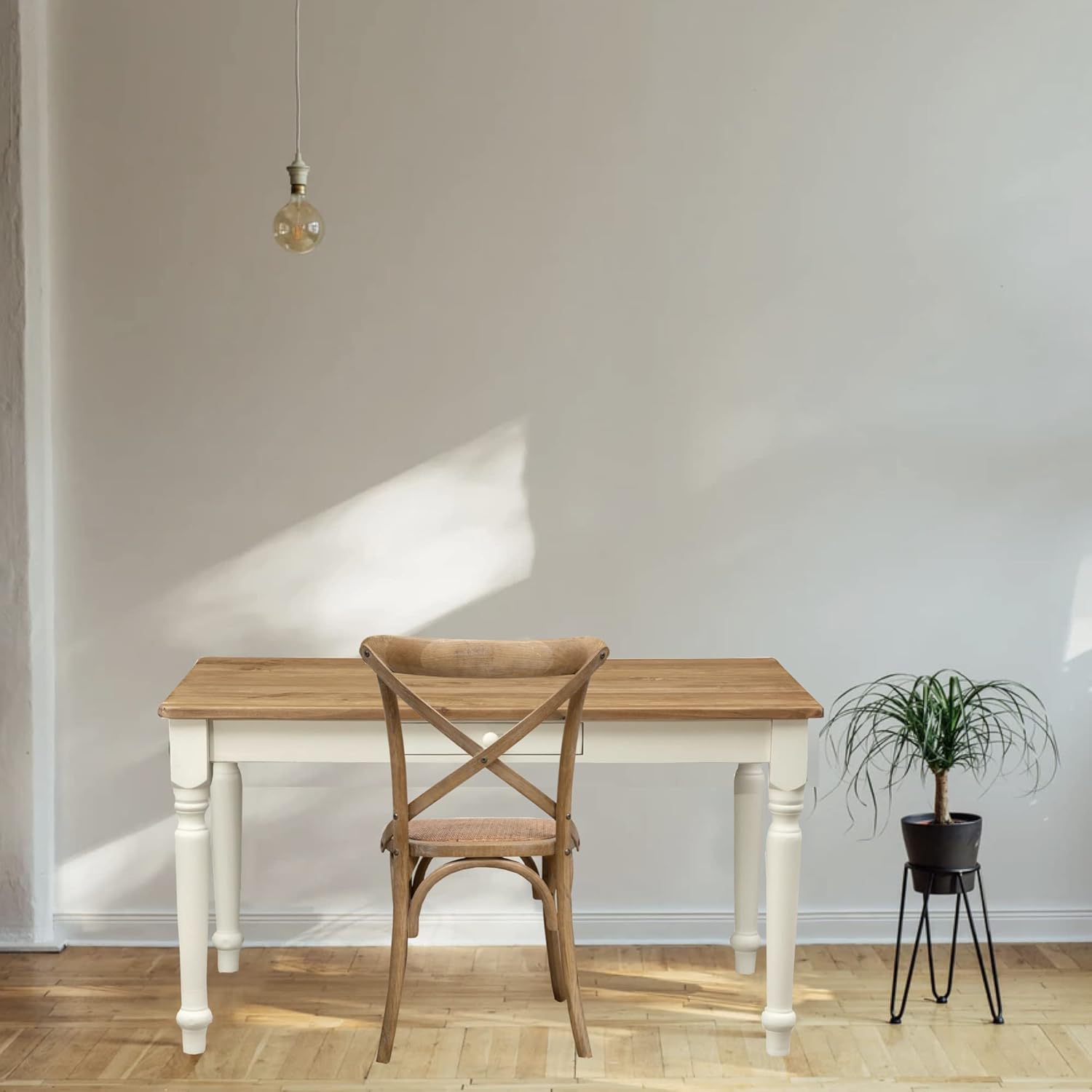 Biscottini Tavolo scrivania legno 140x80x80 cm - Tavolo cucina in massello di tiglio - Tavolo da pranzo per interni ed esterni - Tavolo legno massello con cassetto