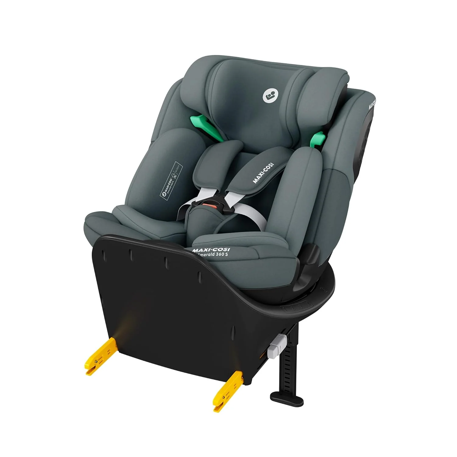 Maxi-Cosi Emerald 360 S i-Size, Mitwachsender Kindersitz 0-36kg, 0–12 Jahre (40–150 cm), Autositz 360 Grad Drehbar, ISOFIX-Kindersitz, Tonal Graphite