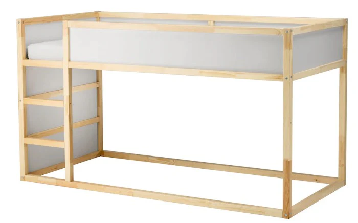2025 KURA Omkeerbaar Bed, Wit/Den, 90x200 cm