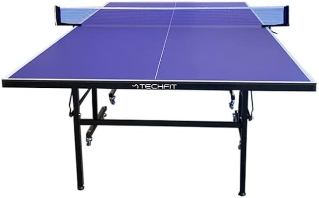 TechFit Tavolo da Ping Pong Professionale per Interni - Pieghevole da Interno con Inclinazione Unilaterale, Struttura Metallica Nera, Rete da 180 cm, Roti Silconate con Freni, 274x152,5x76 cm