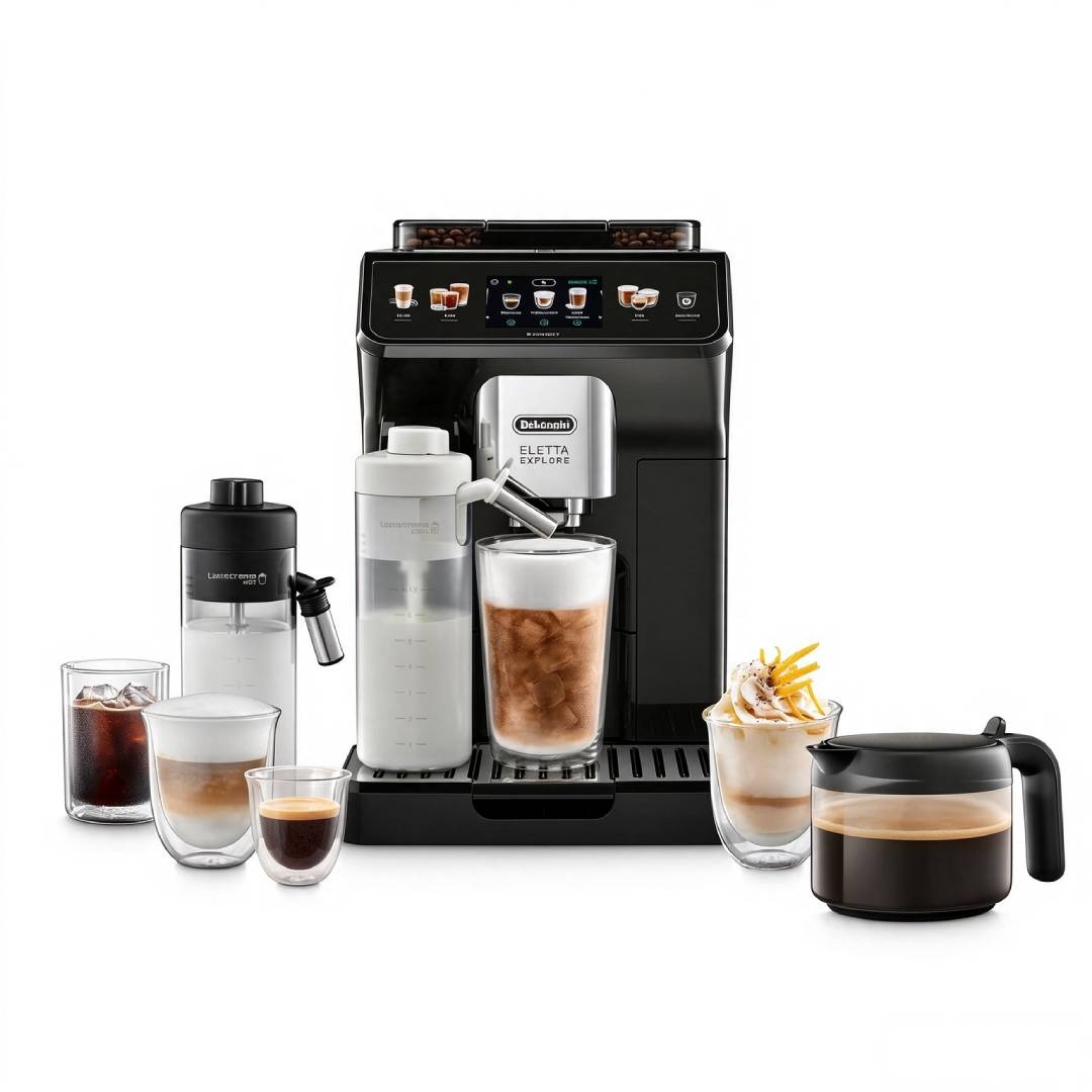 Eletta Explore Kaffeevollautomat 50+ Getränke Cold Brew LatteCrema Hot & Cool 300 g Bohnenbehälter 3,5 Zoll TFT-Touchdisplay