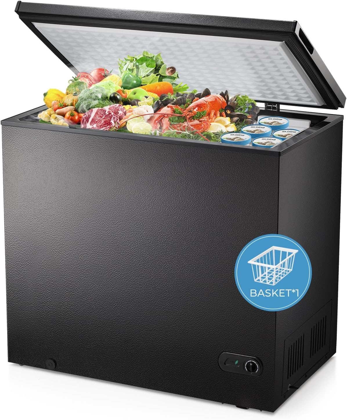 Chest Freezer 3.5 Cubic Feet Compact Freezer Free Standing Top open Door Deep Freezer