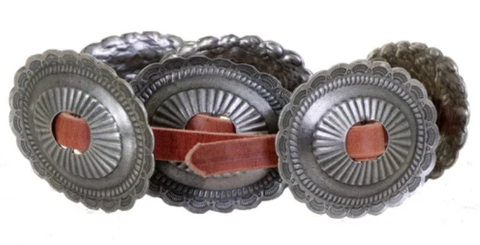 Double J Saddlery - Antique Silver Oval Concho Belt