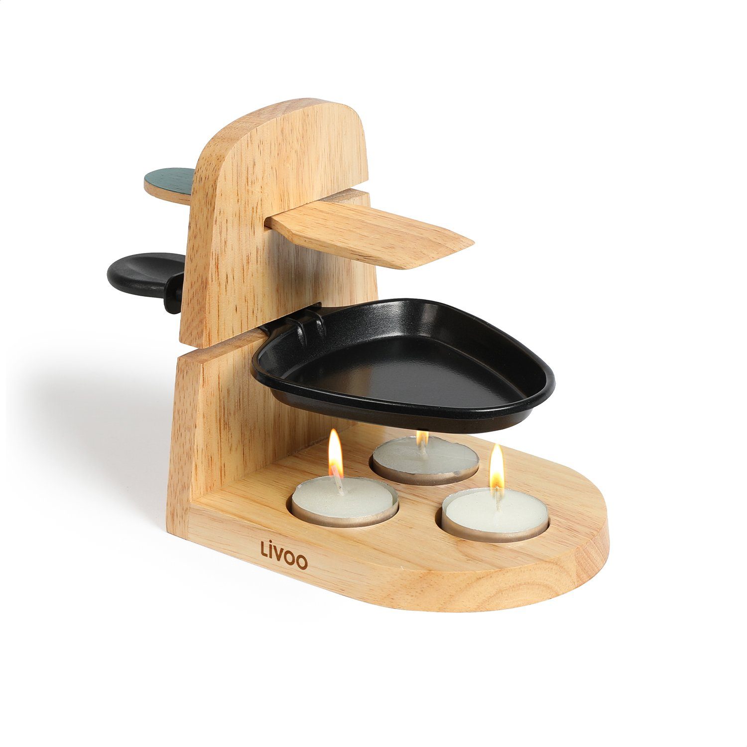 Raclette LIVOO Raclette Set 1 Person Teelicht Camping Kerzen Holzspatel MEN397