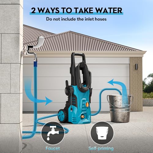 GREENER Idropulitrice elettrica 4200 PSI idropulitrice elettrica con tubo di uscita da 15,2 m e 4 ugelli rapidi, idropulitrice elettrica da 2,4 GPM con cannone per sapone, per auto, vialetto, pulizia : Amazon.it: Giardino e giardinaggio