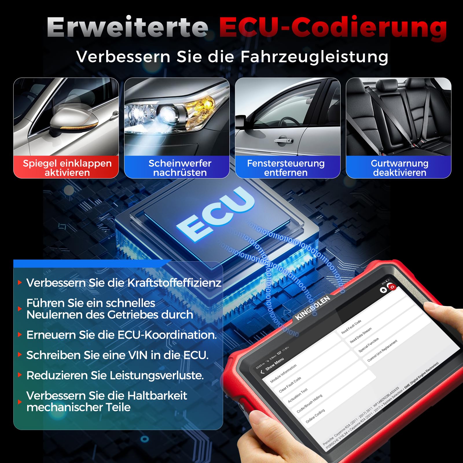 OBD2 Diagnosegerät K8 PRO Bluetooth mit Bi-Direktionaler Steuerung, ECU-Kodierung und 42 Reset-Diensten, Alles-System-Diagnose für V.A.G, FCA, CAN FD