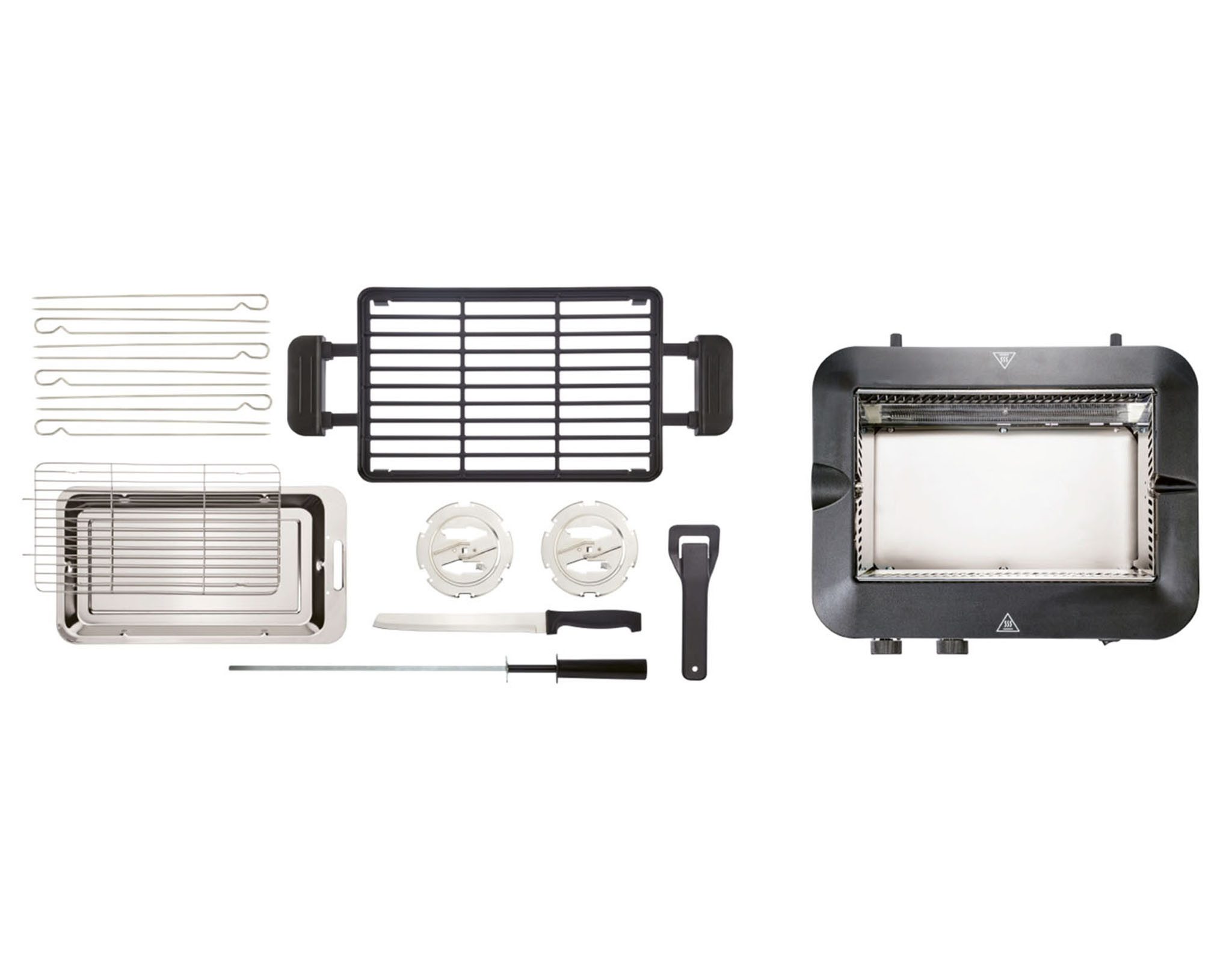 Tischgrill Multifunktionsgrill Tischgrill Grill mit Kebabfunktion 1600 Watt
