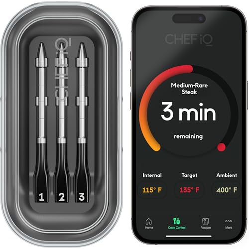 CHEF iQ Sense Smart Wireless Meat Thermometer with 3 Ultra Thin Probes, Unlimited Range Bluetooth Meat Thermometer, Digital Food Thermometer for Remote Monitoring of BBQ Grill, Oven: Home & Kitchen